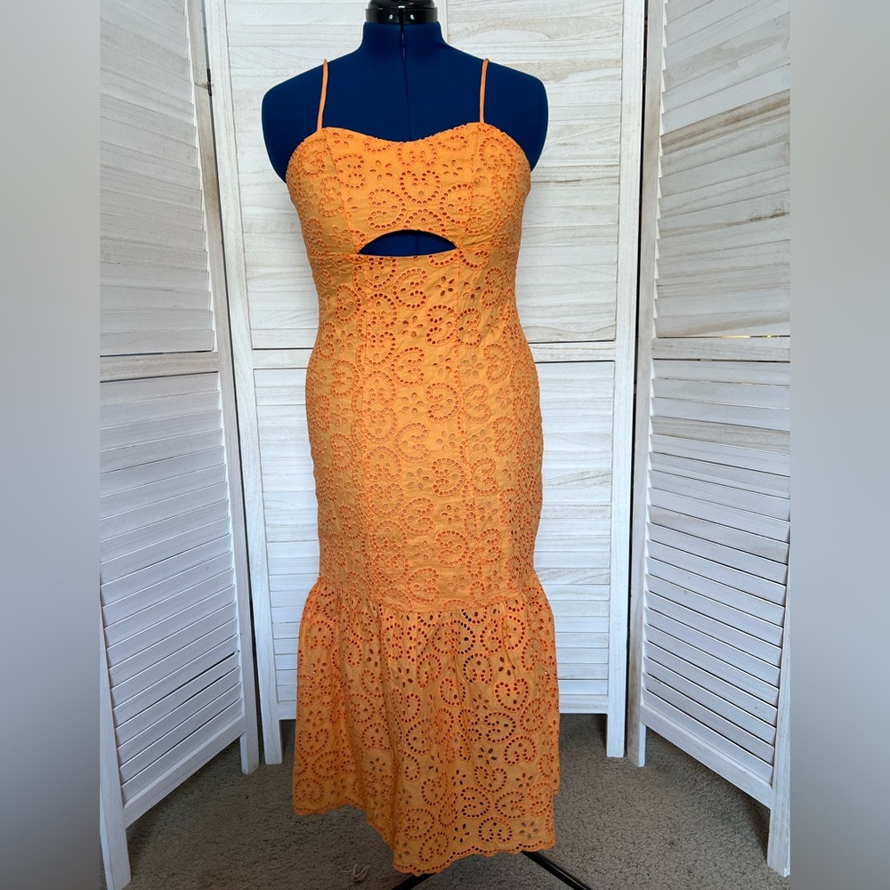 Mink Pink Huxton Midi Dress in Orange Size Large